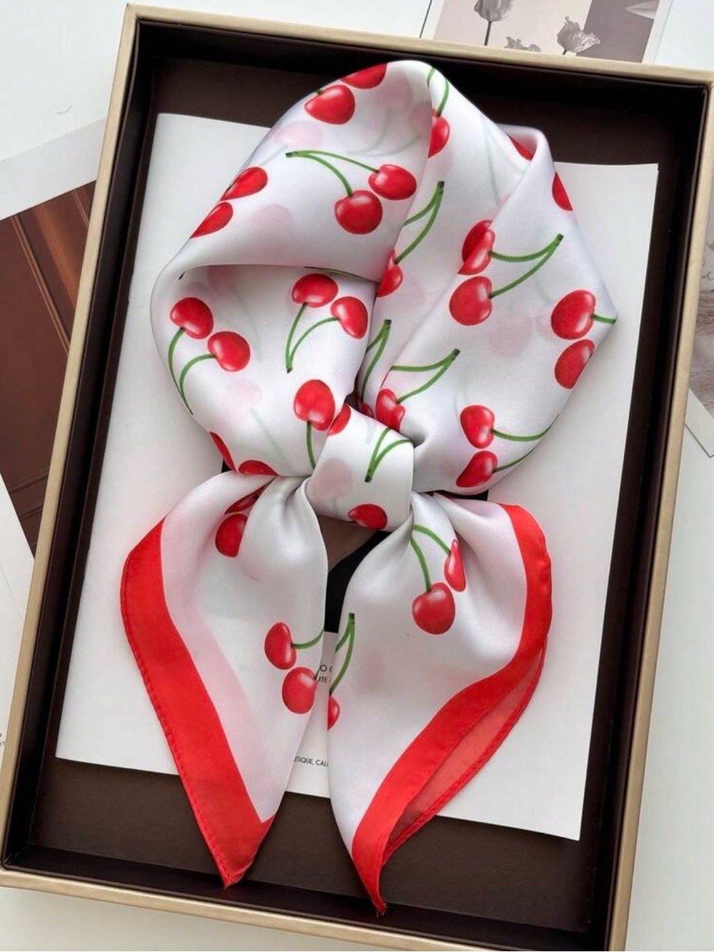 Red Cherry Print Women's Scarf